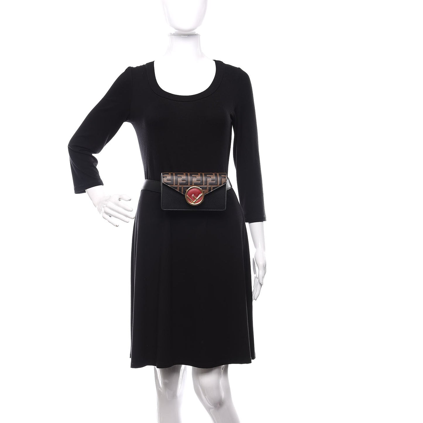 Vitello Cruise F is Fendi Bi-Color FF 1974 Embossed Envelope Belt Bag Maya Black