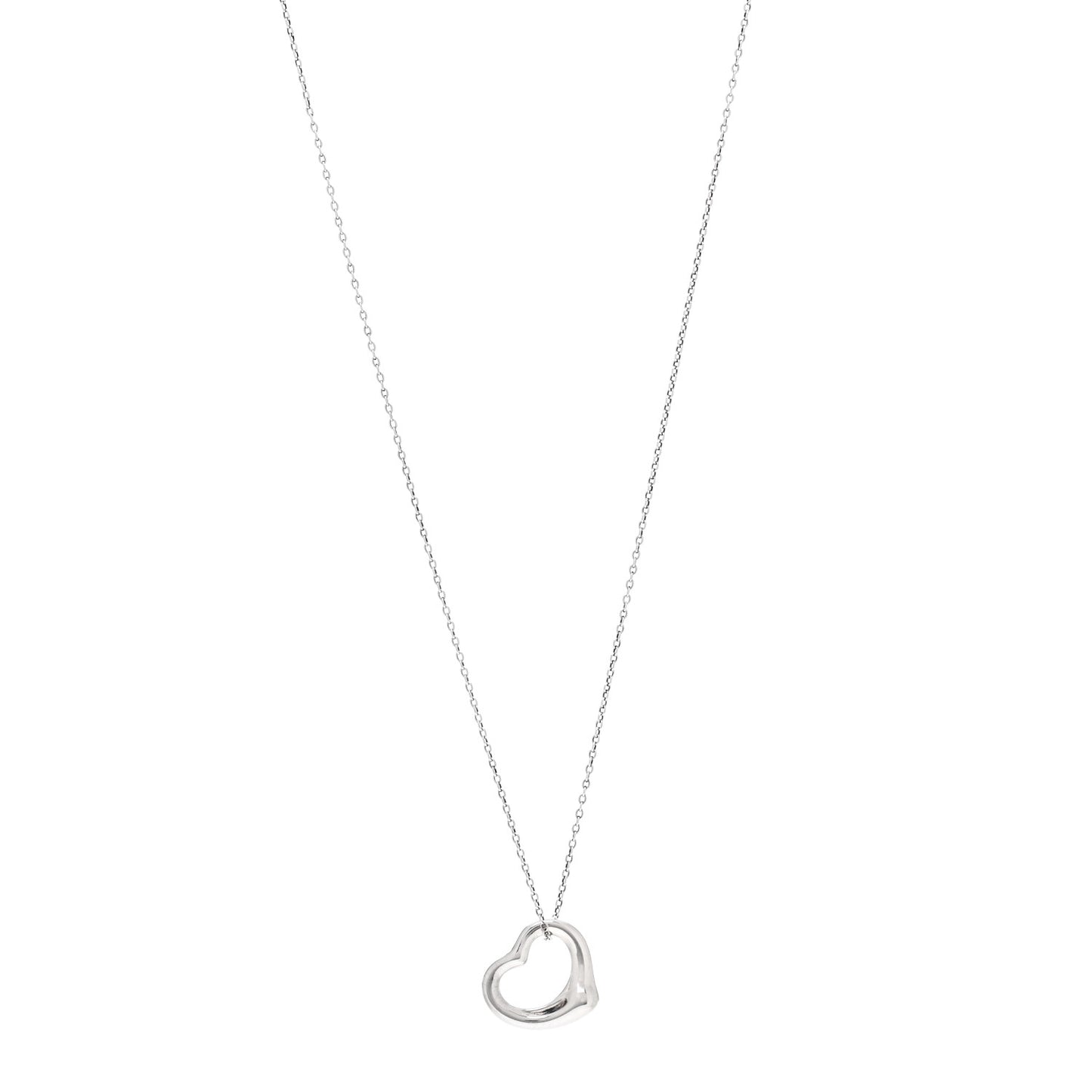 Sterling Silver 16mm Elsa Peretti Open Heart Pendant Necklace