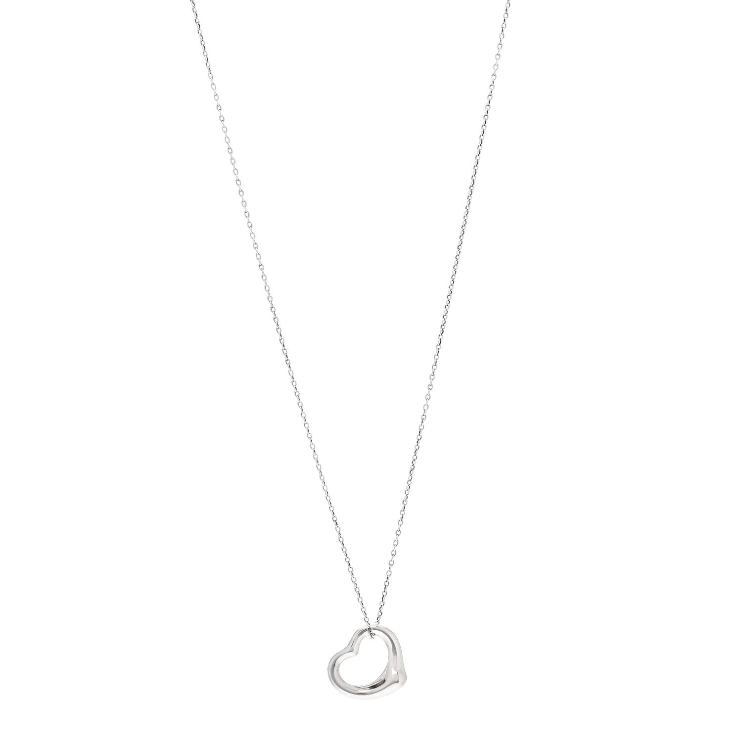 Tiffany Sterling Silver 16mm Elsa Peretti Open Heart Pendant Necklace 1 of 6
