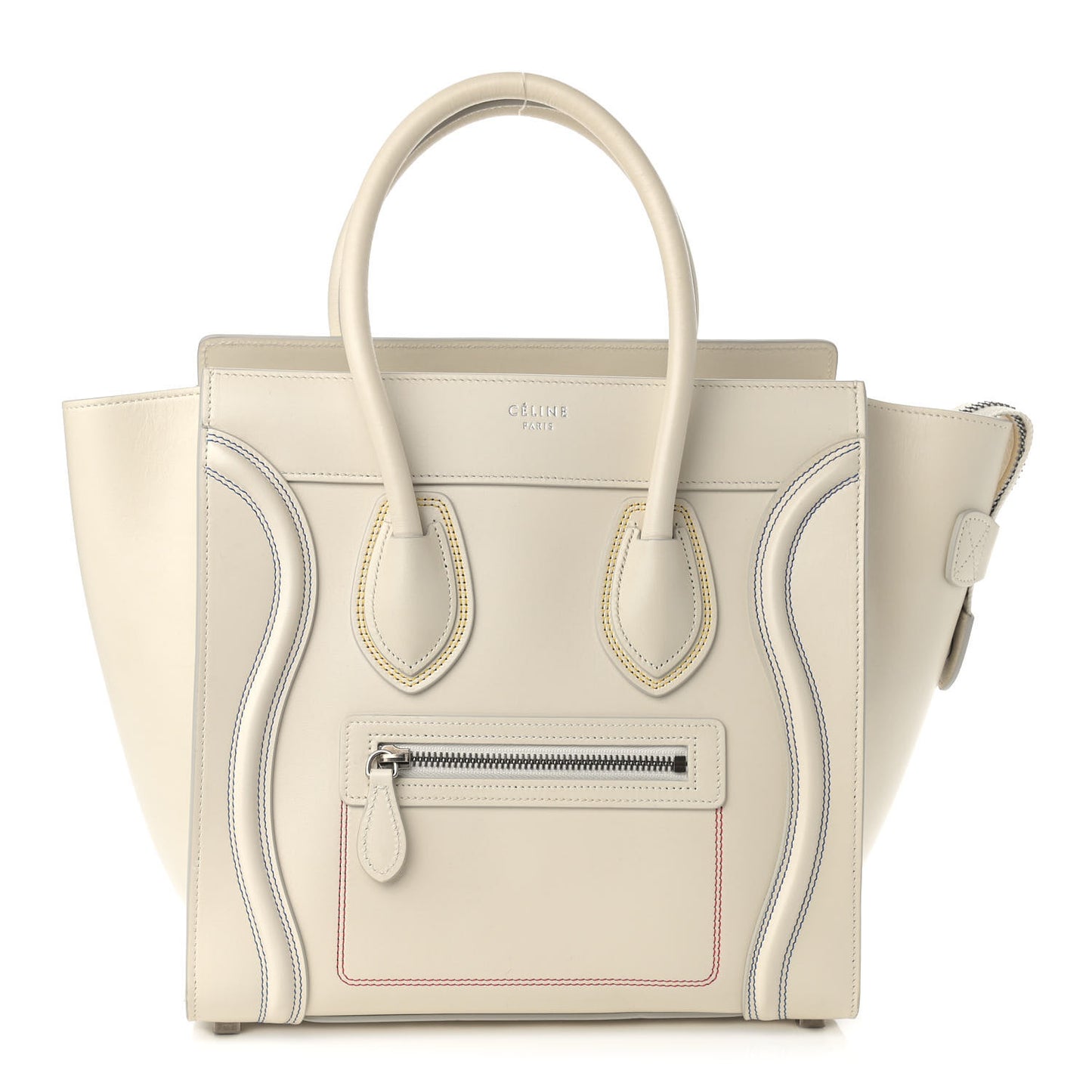 Smooth Calfskin Multicolor Double Stitching Micro Luggage White