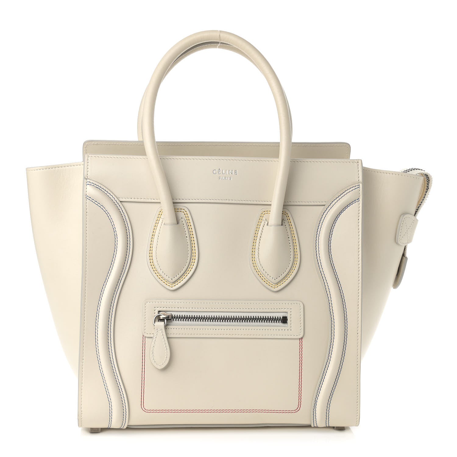 Celine Smooth Calfskin Multicolor Double Stitching Micro Luggage White 1 of 9