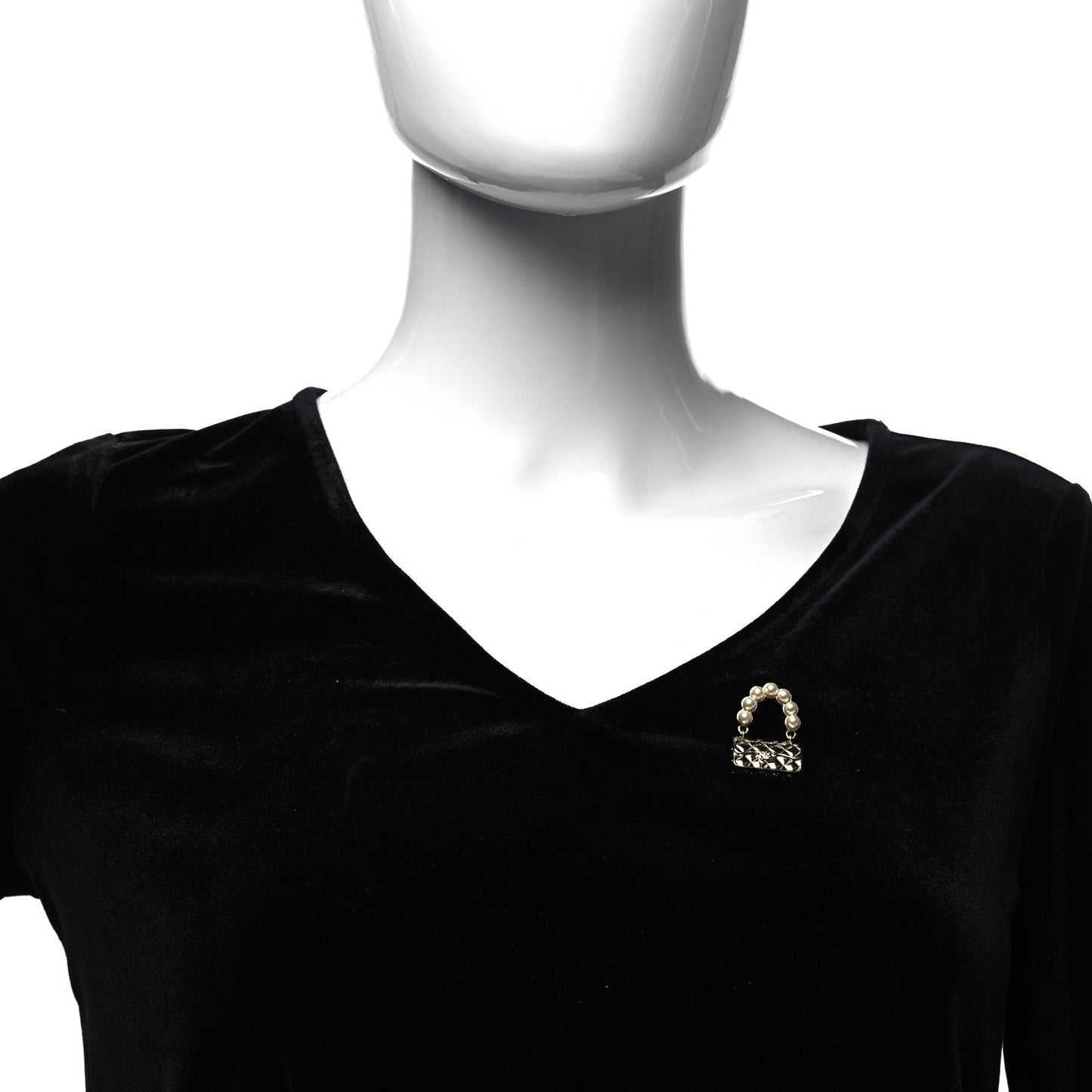 Pearl Quilted Flap Brooch Gold