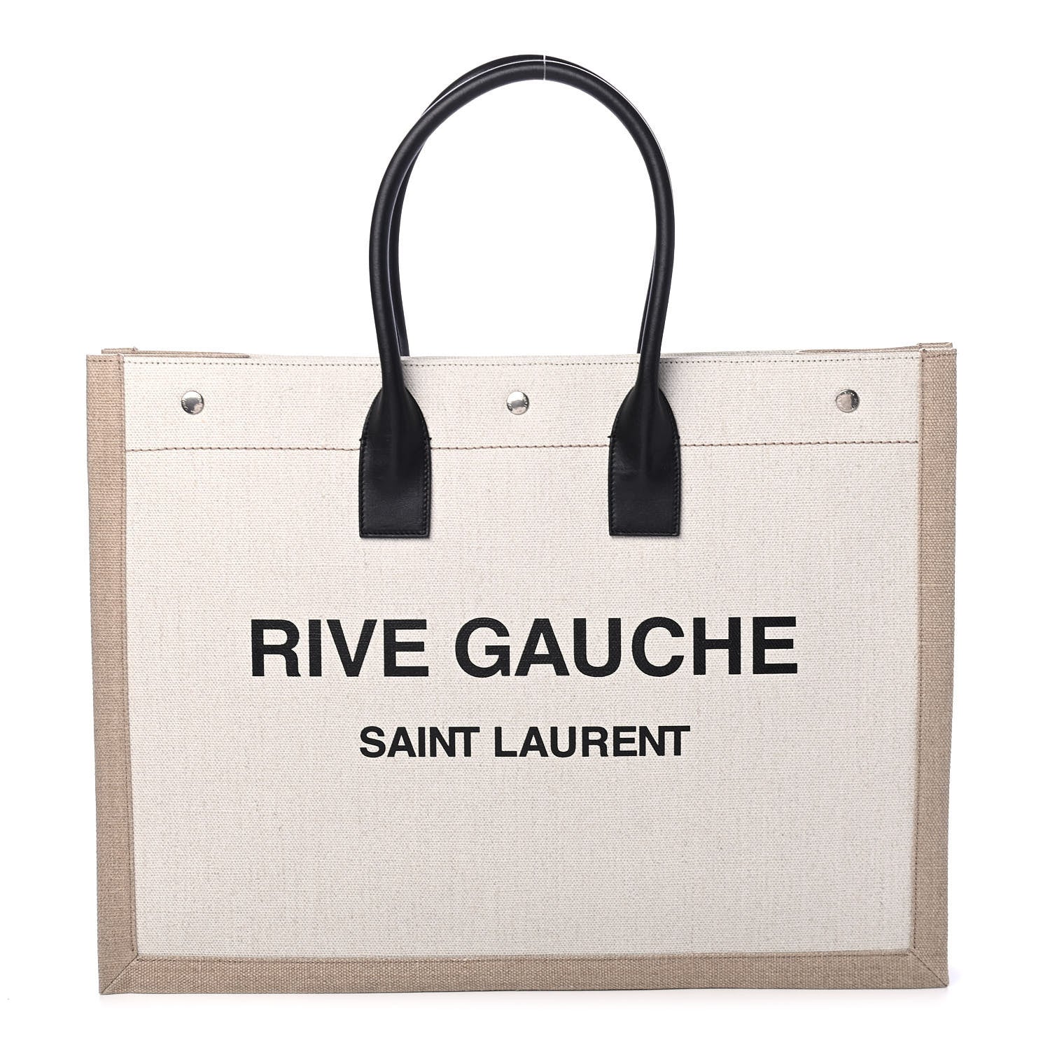 Saint Laurent Linen Calfskin Rive Gauche Tote Optic White 1 of 4