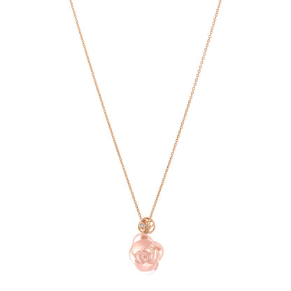 Christian Dior 18K Rose Gold Diamond Rose Quartz Pre Catelan Pendant Necklace 1 of 6