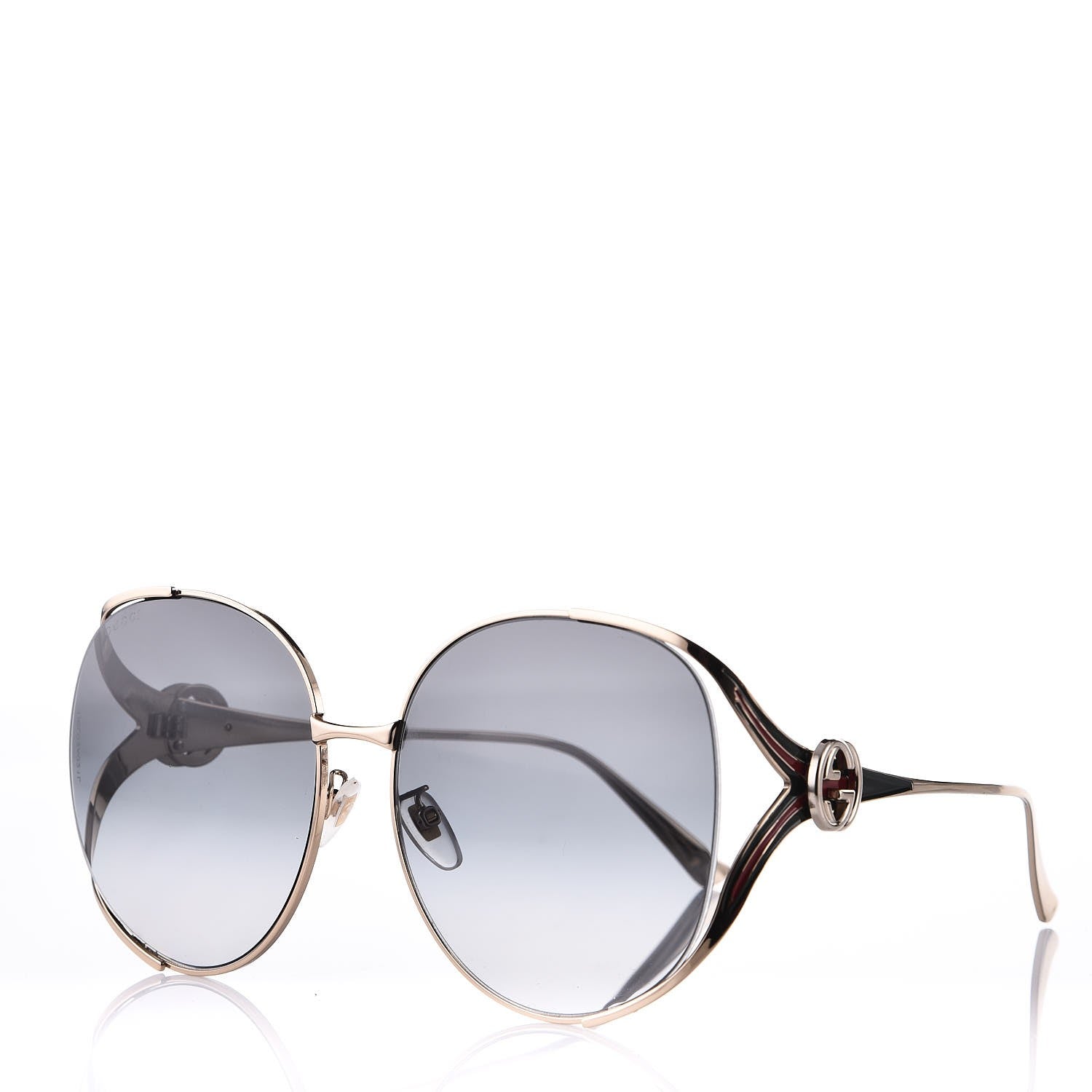 Gucci Metal Round Frame GG0225S Sunglasses Gold 1 of 9