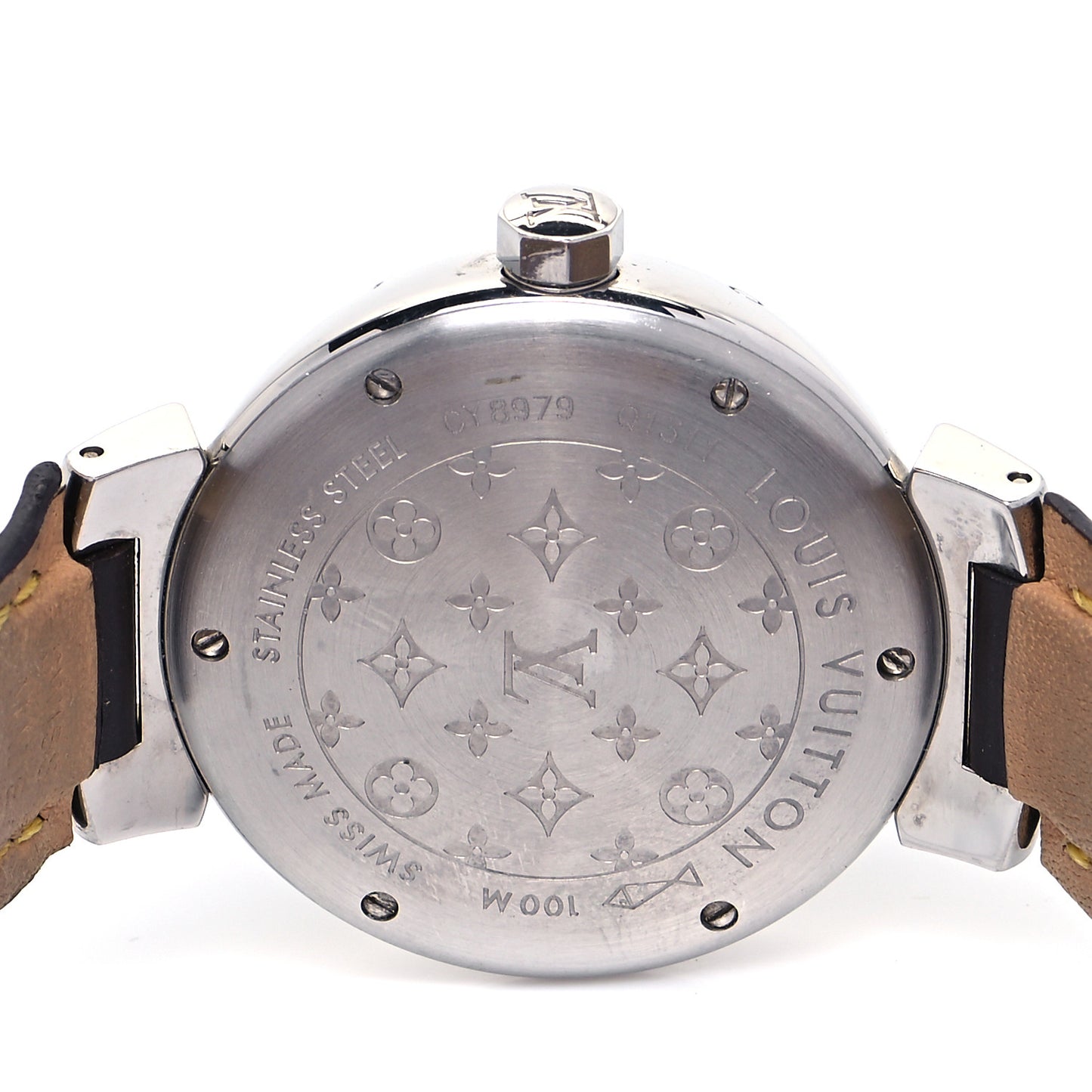 Stainless Steel Calfskin 34mm Tambour Quartz Watch