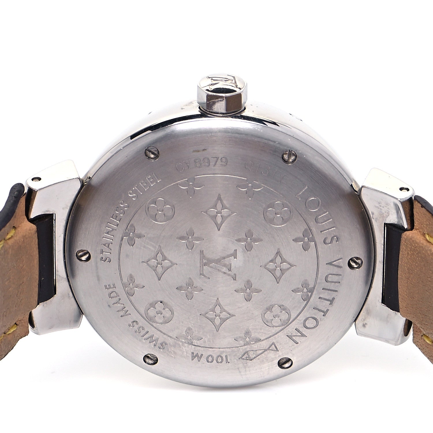 Louis Vuitton Stainless Steel Calfskin 34mm Tambour Quartz Watch 4 of 5