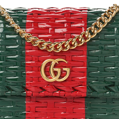 Gucci Glazed Wicker Stripe Mini Cestino Shoulder Bag Green Green 8 of 10