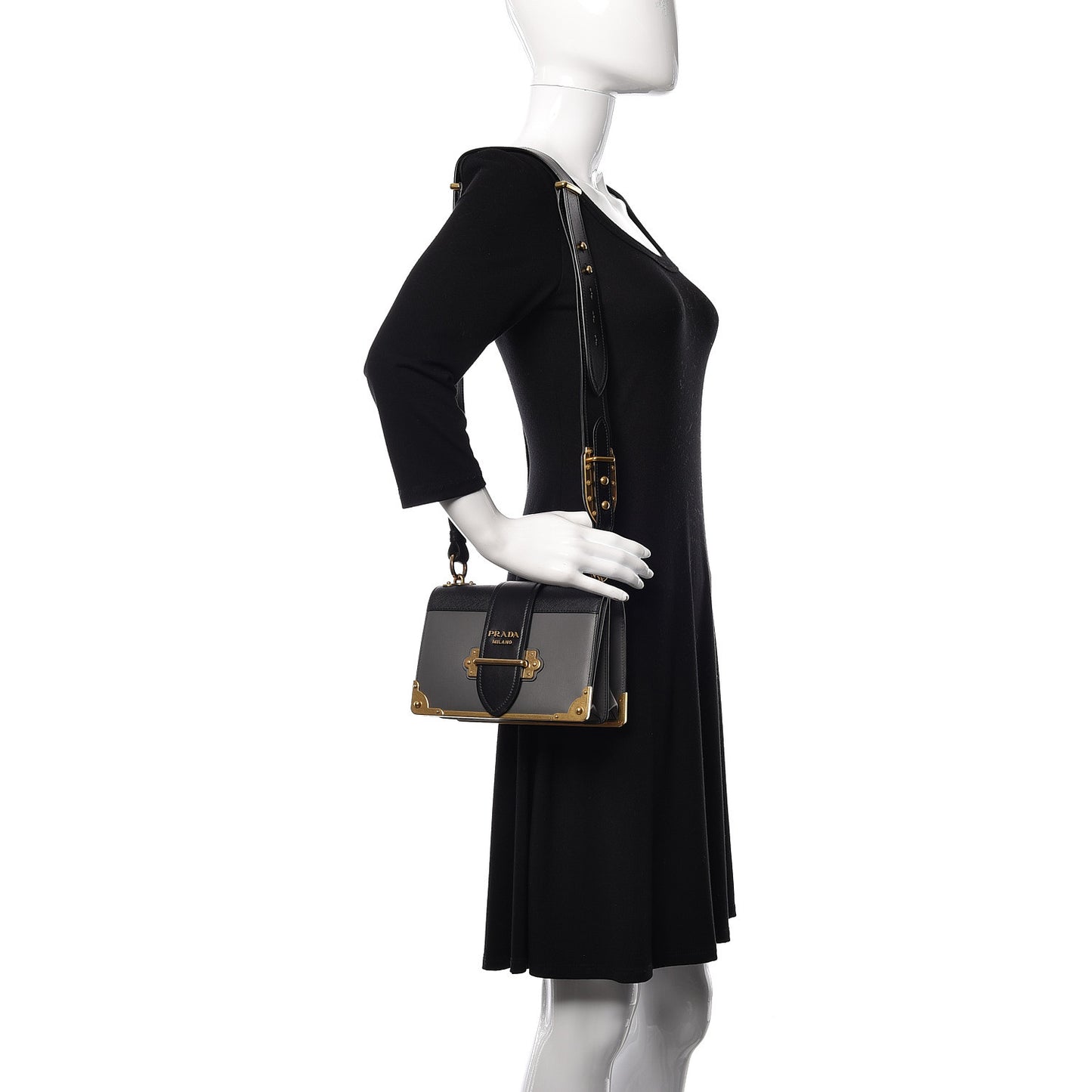 City Calfskin Saffiano Cahier Bag Mercurio Black