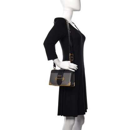 Prada City Calfskin Saffiano Cahier Bag Mercurio Black 2 of 9