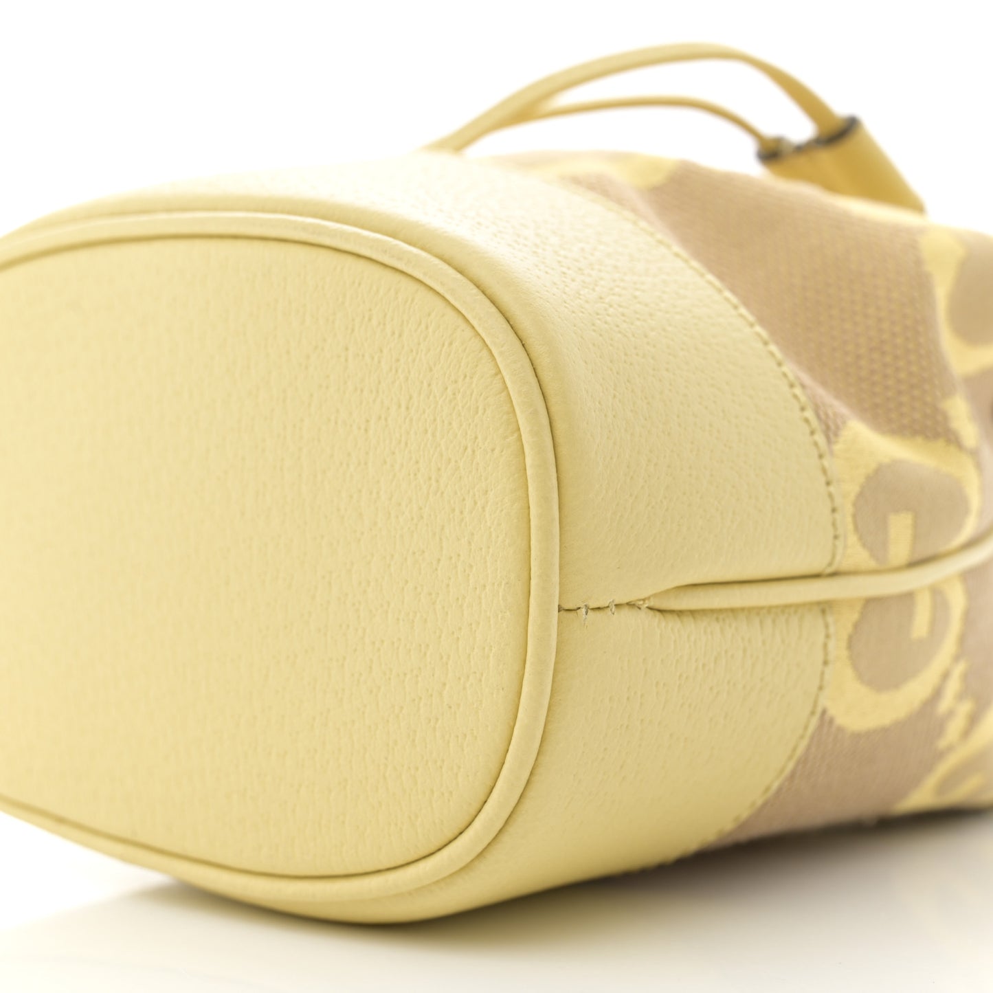 Monogram Jumbo GG Textured Dollar Calfskin Mini Ophidia Bucket Bag Beige Banana