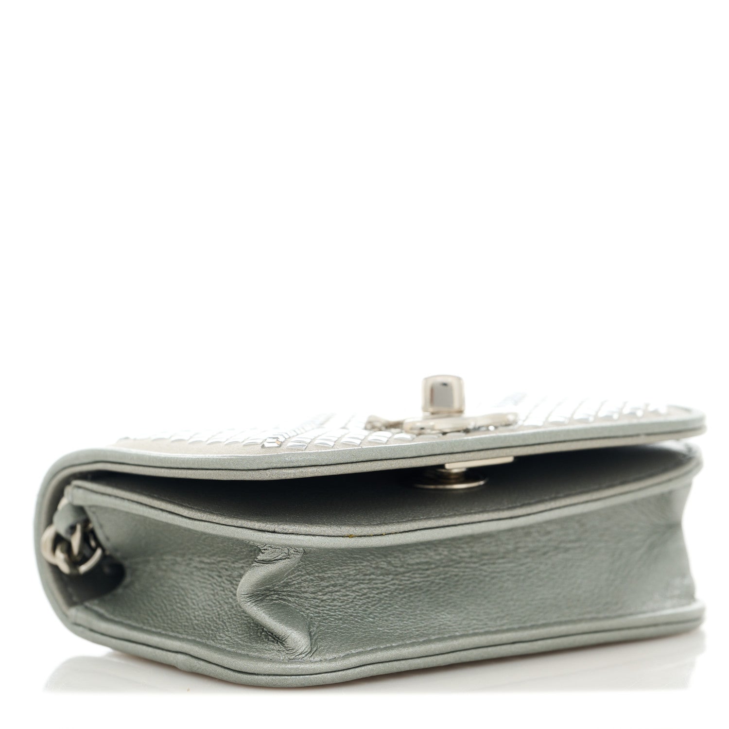 Chanel Metallic Lambskin Crystal Quilted Mini Chain Belt Bag Silver 3 of 11