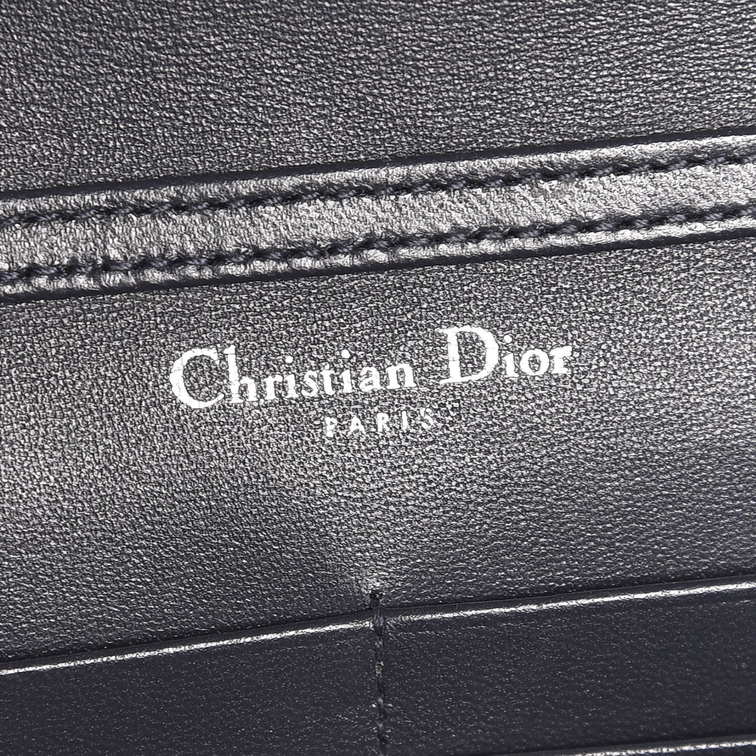 Christian Dior Metallic Grained Calfskin Diorama Wallet on Chain Pouch Silver 7 of 7