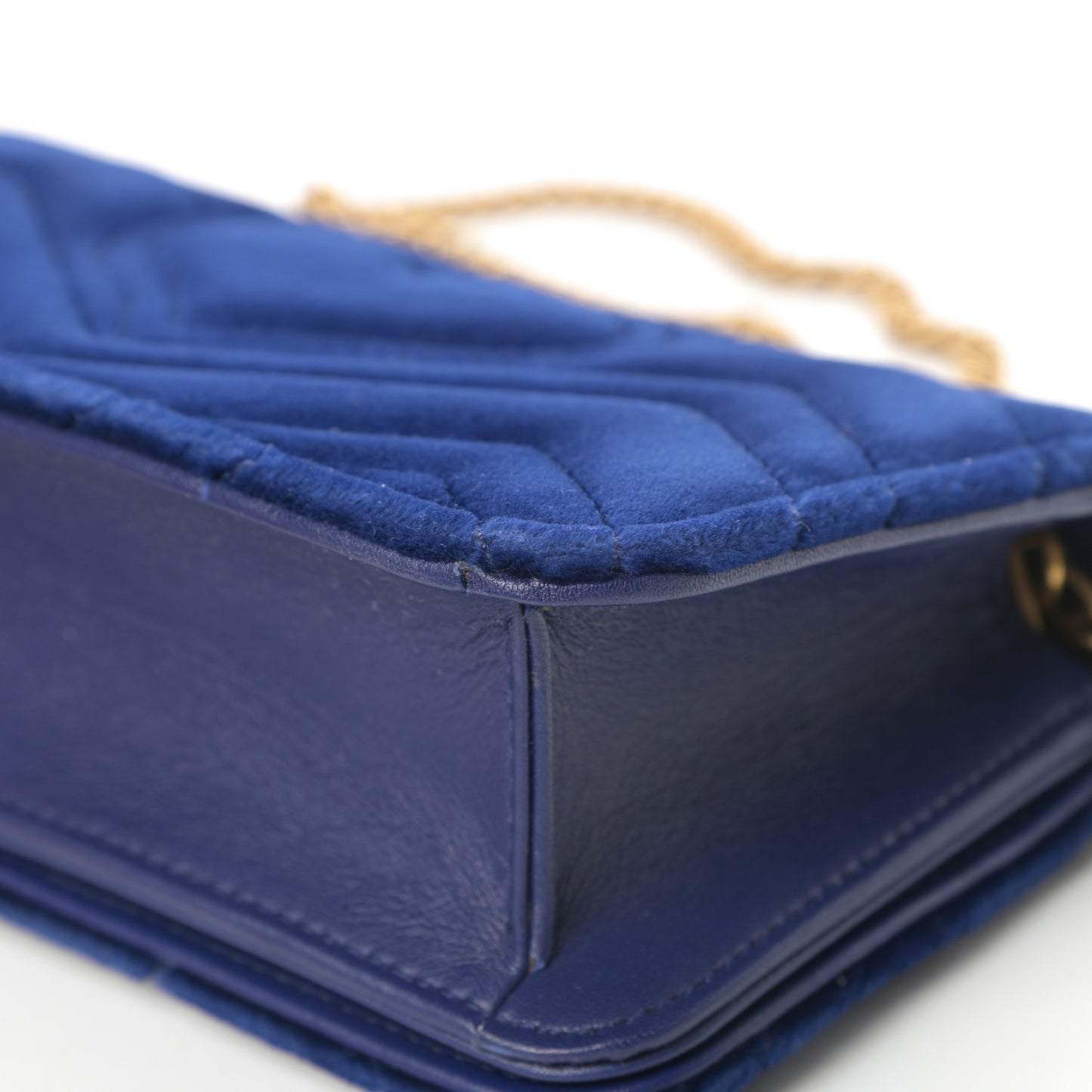 Velvet Matelasse GG Marmont Mini Bag Cobalt Blue
