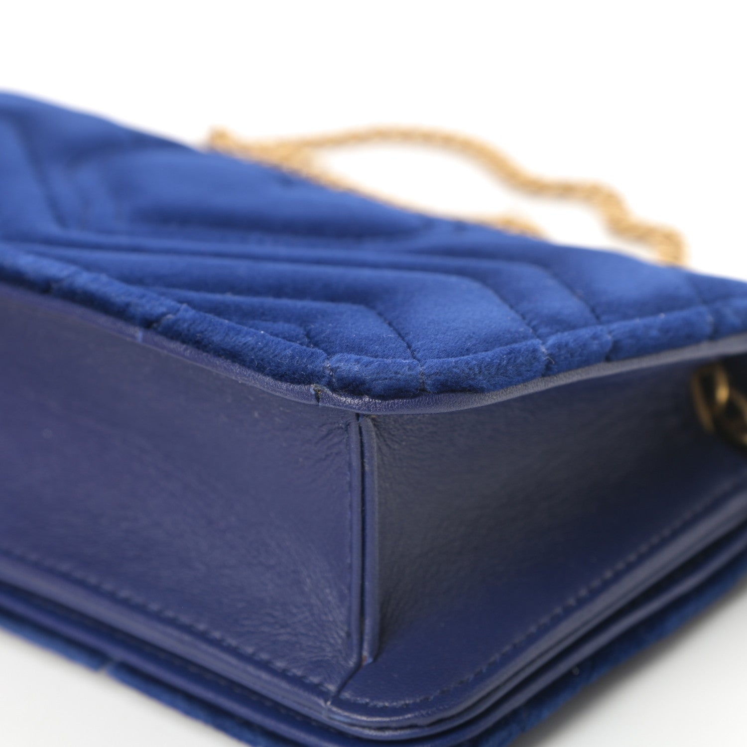 Gucci Velvet Matelasse GG Marmont Mini Bag Cobalt Blue 11 of 13