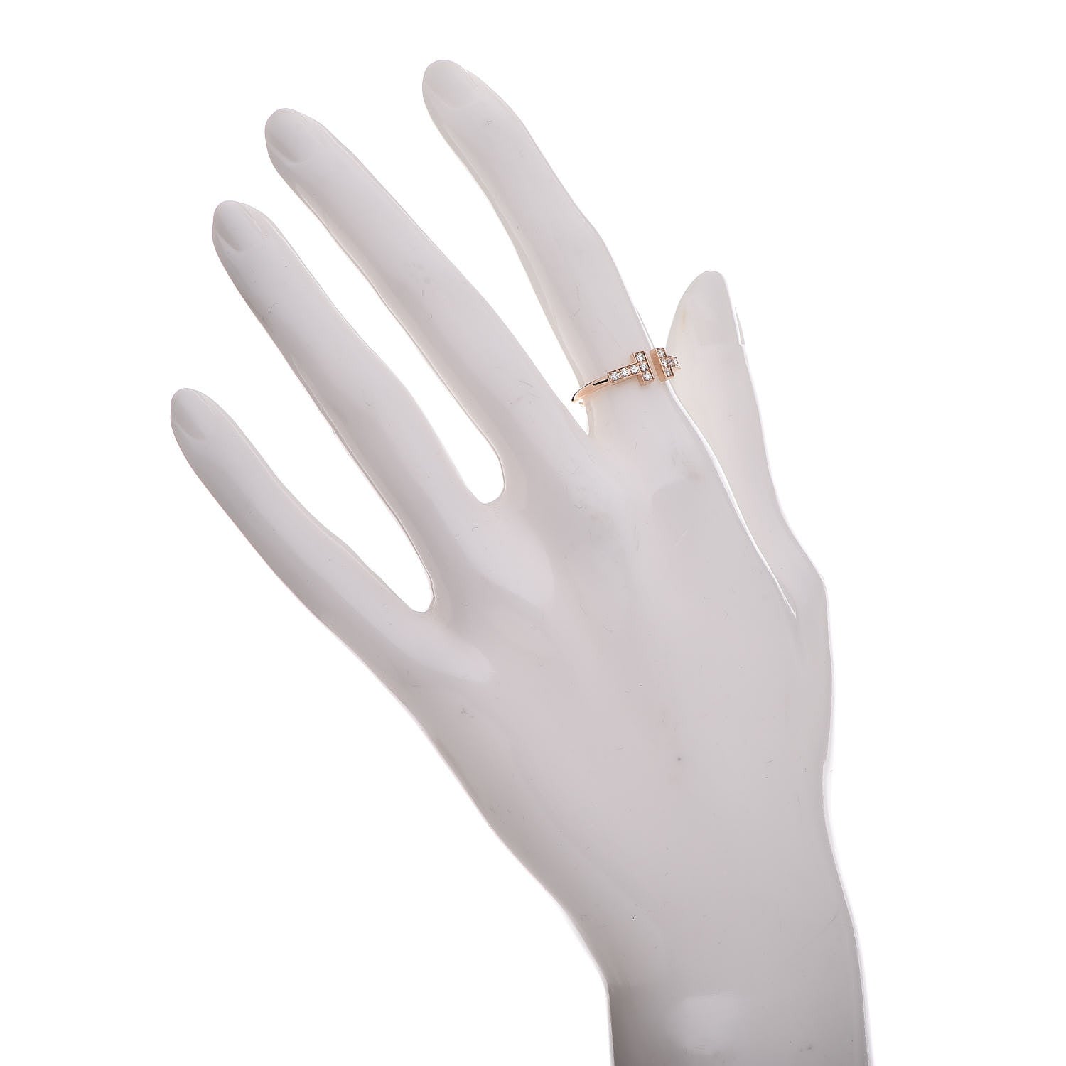 Tiffany 18K Rose Gold Diamond T Wire Ring 49 5 2 of 6