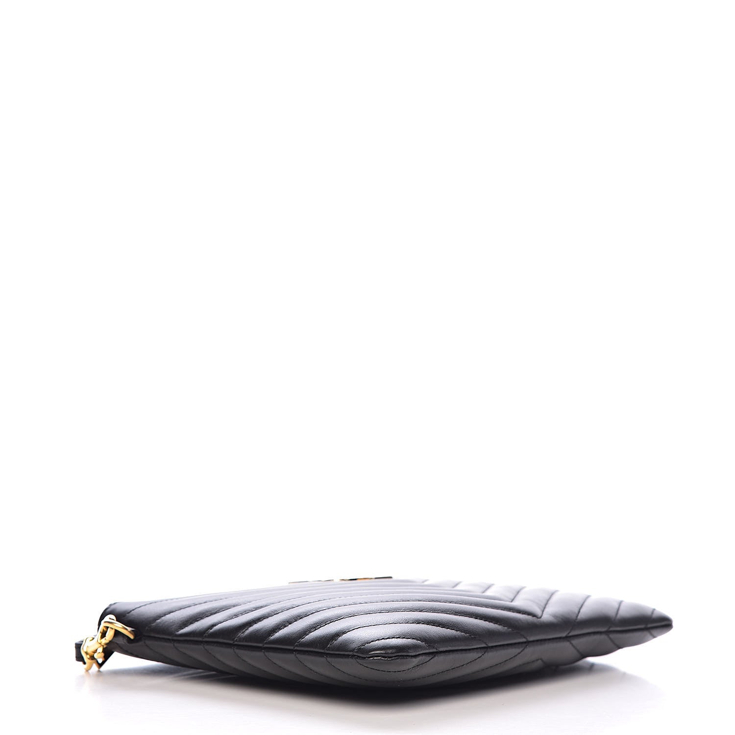 Saint Laurent Calfskin Matelasse Chevron Monogram A5 Wristlet Black 4 of 7