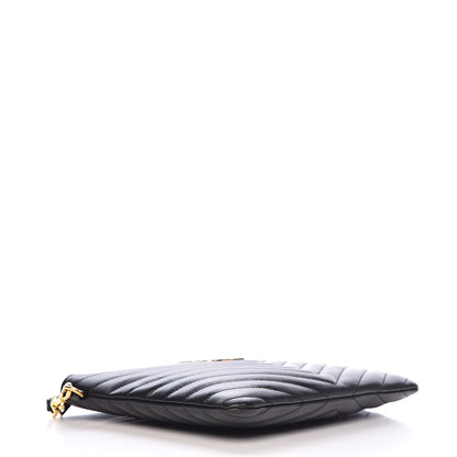 Saint Laurent Calfskin Matelasse Chevron Monogram A5 Wristlet Black 4 of 7