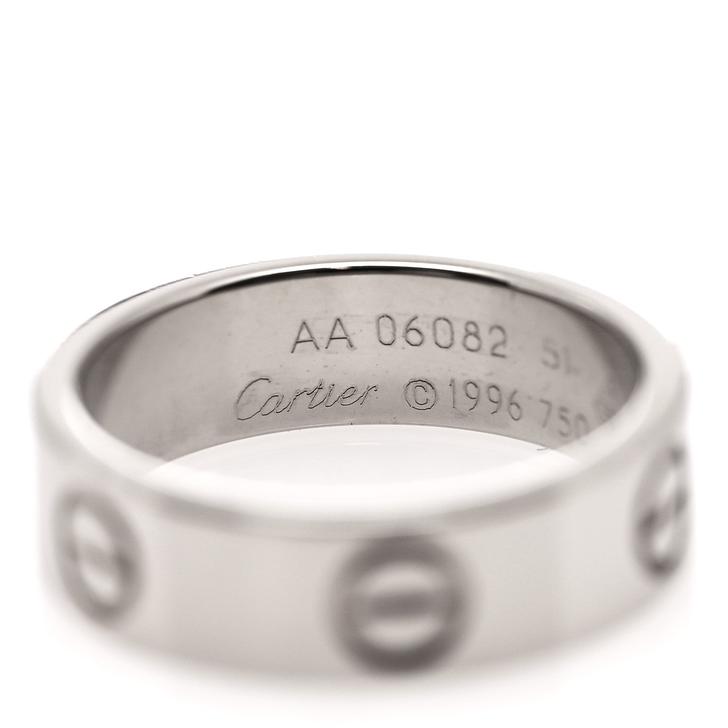 Cartier 18K White Gold 5.5mm LOVE Ring 51 5.75 4 of 5