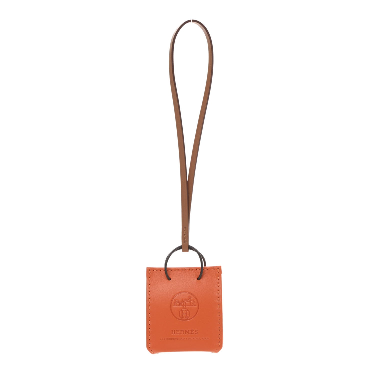 Hermes Milo Lambskin Swift Shopping Bag Charm Feu Gold 1 of 5