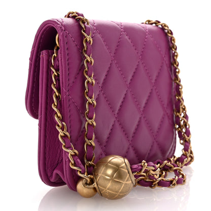 Chanel Lambskin Quilted Pearl Crush Clutch With Chain Purple 3 of 12