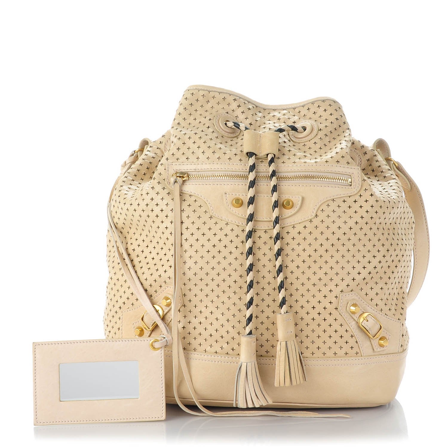 Balenciaga Agneau Arena Laser Cut Cross Classic Gold Hardware Medium Pampille Praline 1 of 7