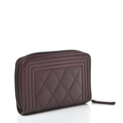 Chanel Caviar Quilted Boy Zip Around Coin Purse Wallet Dark Purple 3 of 8