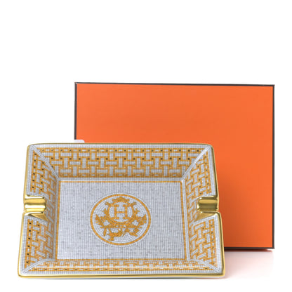 Hermes Porcelain Mosaique Au 24 Gold Ashtray 6 of 6