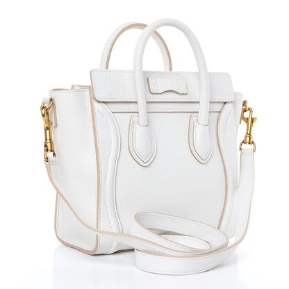 Celine Drummed Calfskin Nano Luggage Optic White 3 of 12
