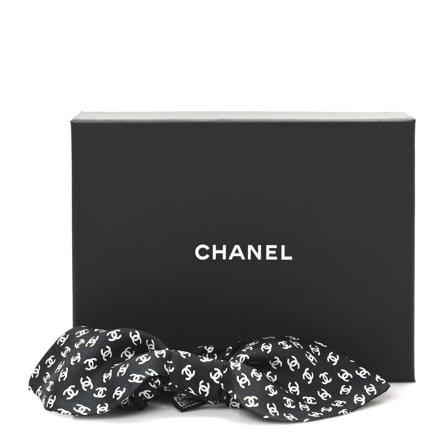 Silk Twill CC Scarf Hair Tie Black White
