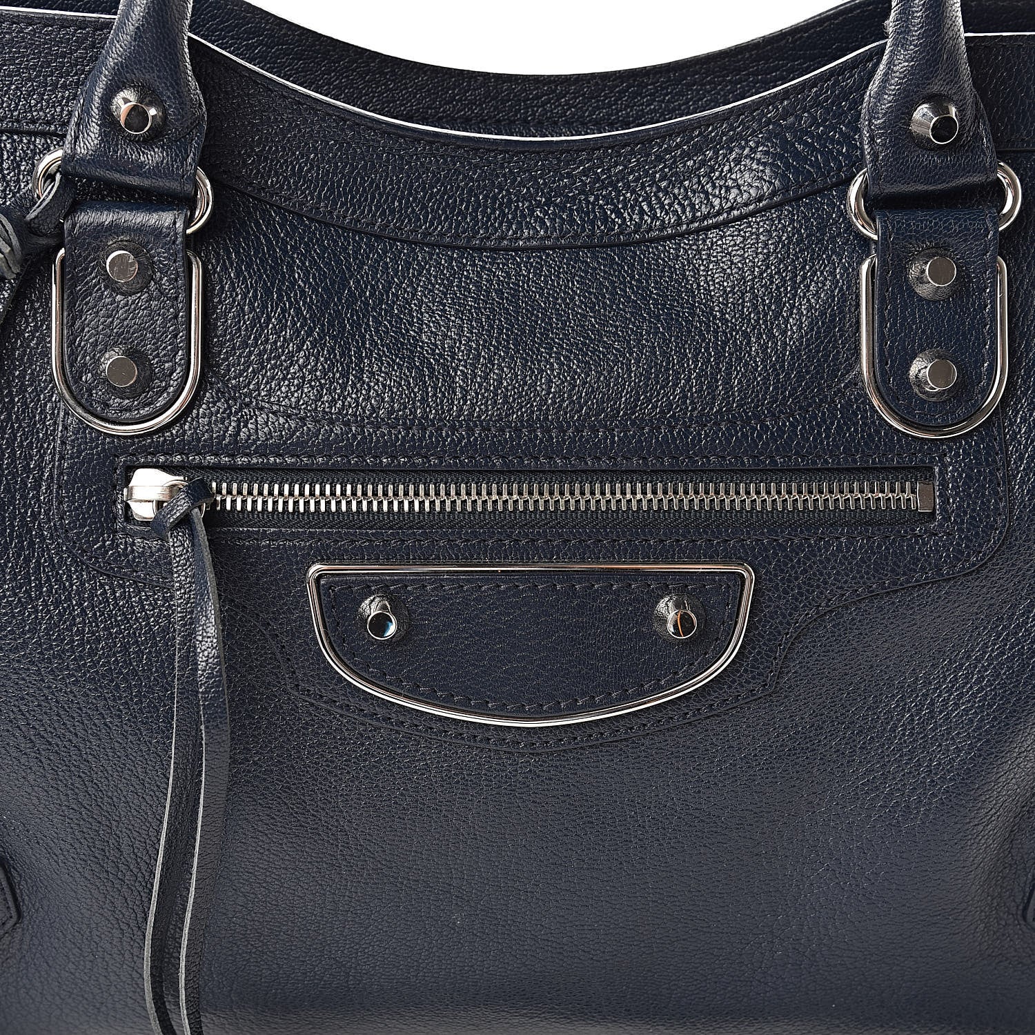 Balenciaga Chevre Silver Metallic Edge Hardware City Bleu Nuit Dark Sea 8 of 12