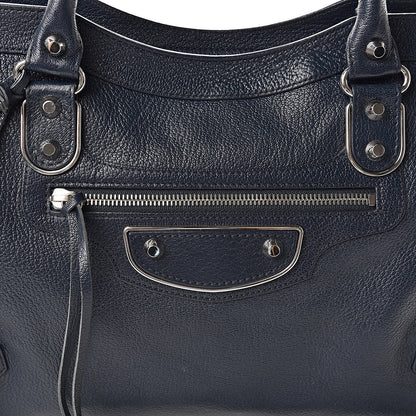 Balenciaga Chevre Silver Metallic Edge Hardware City Bleu Nuit Dark Sea 8 of 12