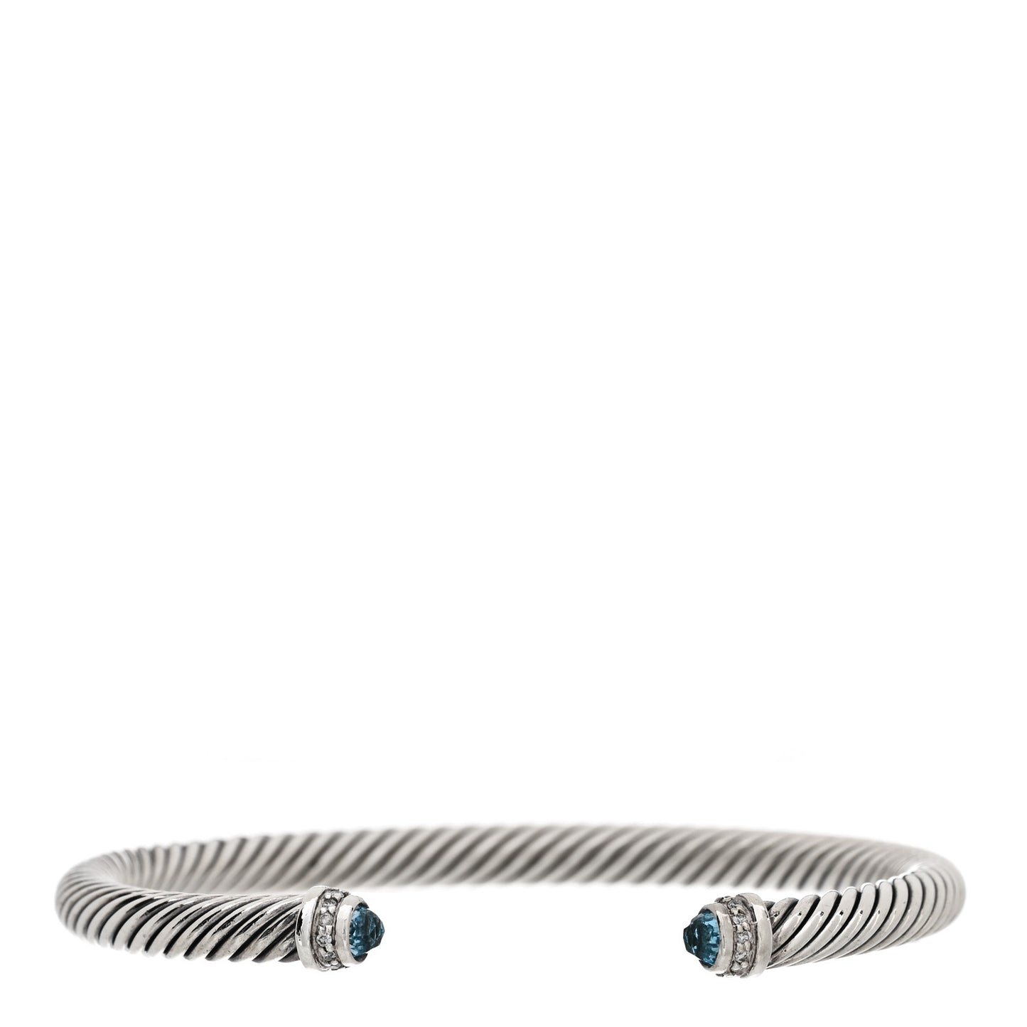 Sterling Silver Diamond Blue Topaz 5mm Cable Classics Bracelet