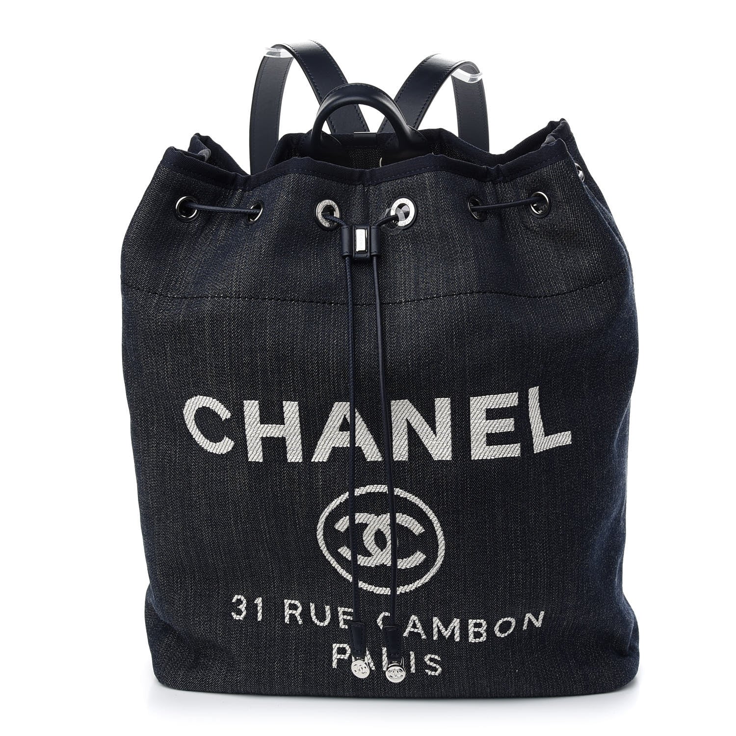 Chanel Denim Large Deauville Backpack Dark Blue 1 of 9