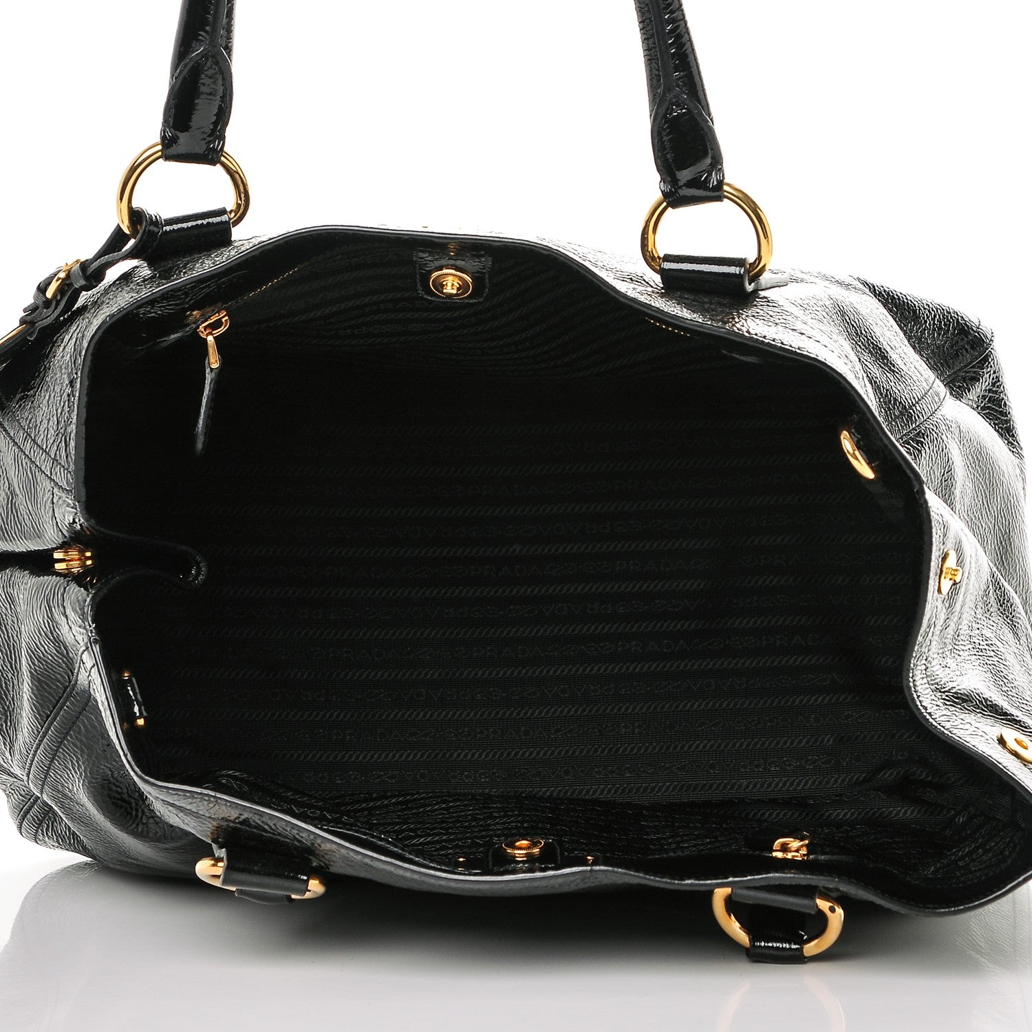 Prada Vernice Naplak Zipper Bowler Tote Black 5 of 5