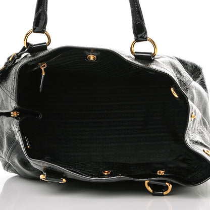 Prada Vernice Naplak Zipper Bowler Tote Black 5 of 5