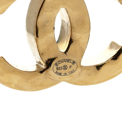 Chanel Metal Crystal CC Heart Hoop Long Drop Earrings Gold 4 of 5
