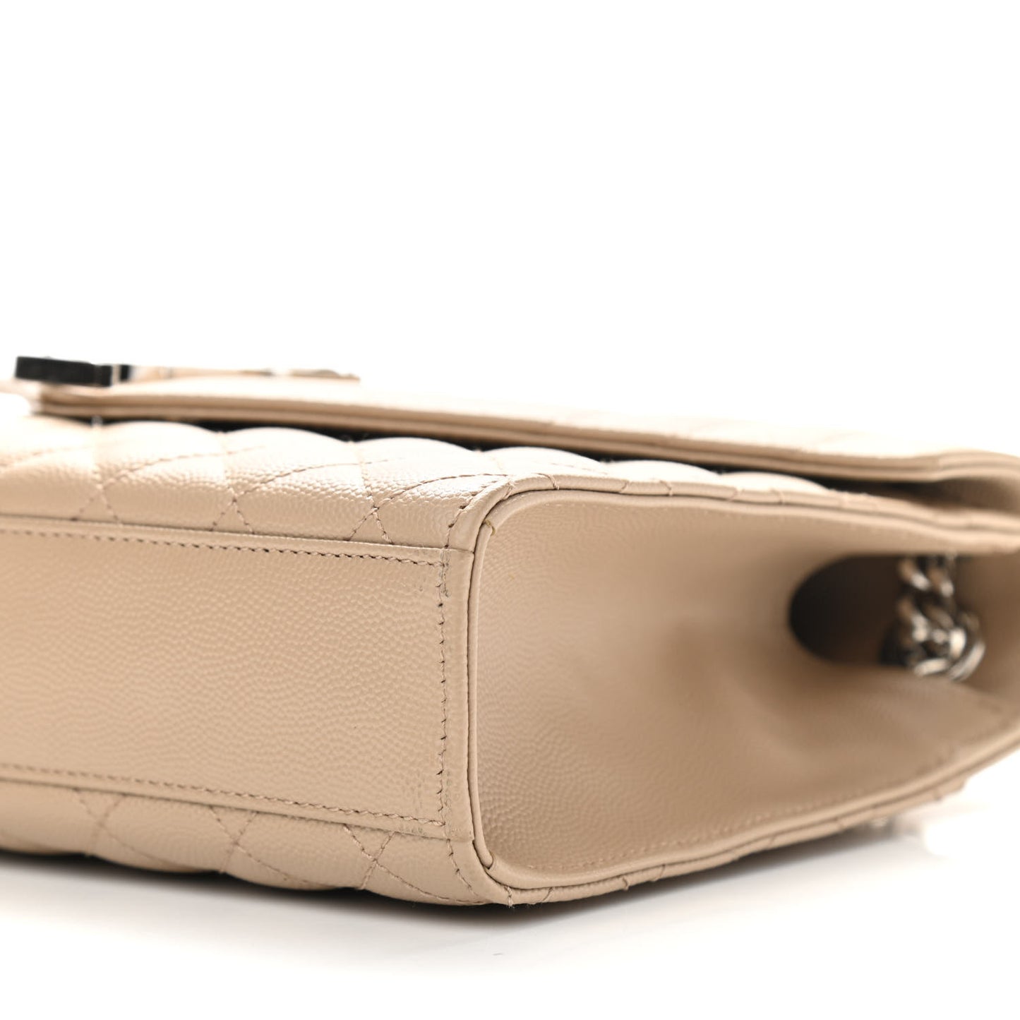 Grain De Poudre Textured Mixed Matelasse Medium Triquilt Monogram Satchel Nude Powder