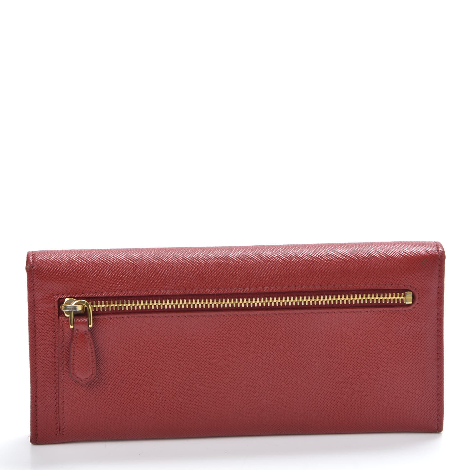 Prada Saffiano Triangle Continental Flap Wallet Fuoco 2 of 9