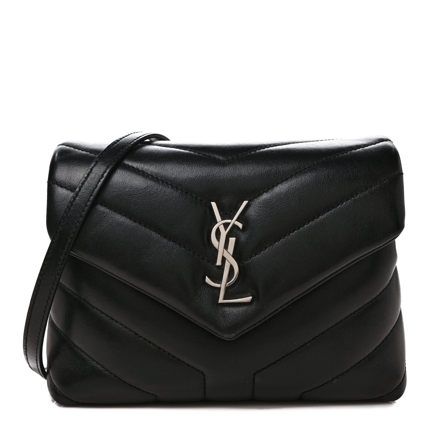 Calfskin Y Quilted Monogram Toy Loulou Crossbody Bag Black