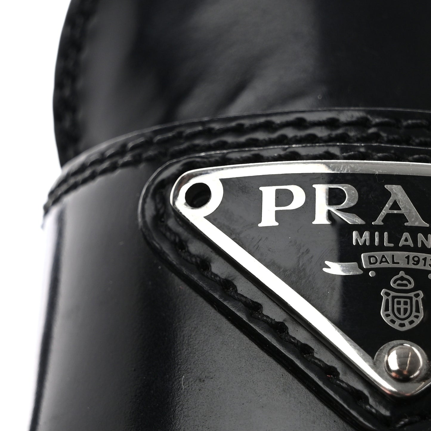 Spazzolato Metal Triangle Logo 50mm Loafers 35 Black