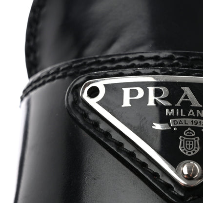 Prada Spazzolato Metal Triangle Logo 50mm Loafers 35 Black 12 of 13
