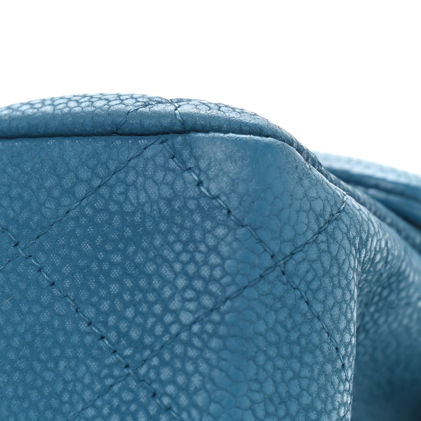 Iridescent Caviar Quilted Medium Double Flap Blue