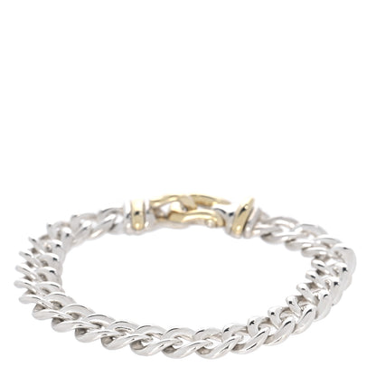 David Yurman Sterling Silver 14K Yellow Gold Curb Link Buckle Bracelet 3 of 5