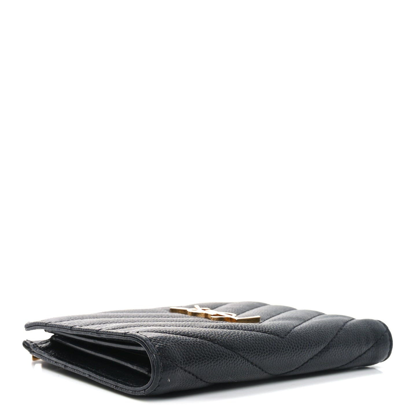 Grain De Poudre Matelasse Chevron Monogram Zipped Two-Part Wallet Black