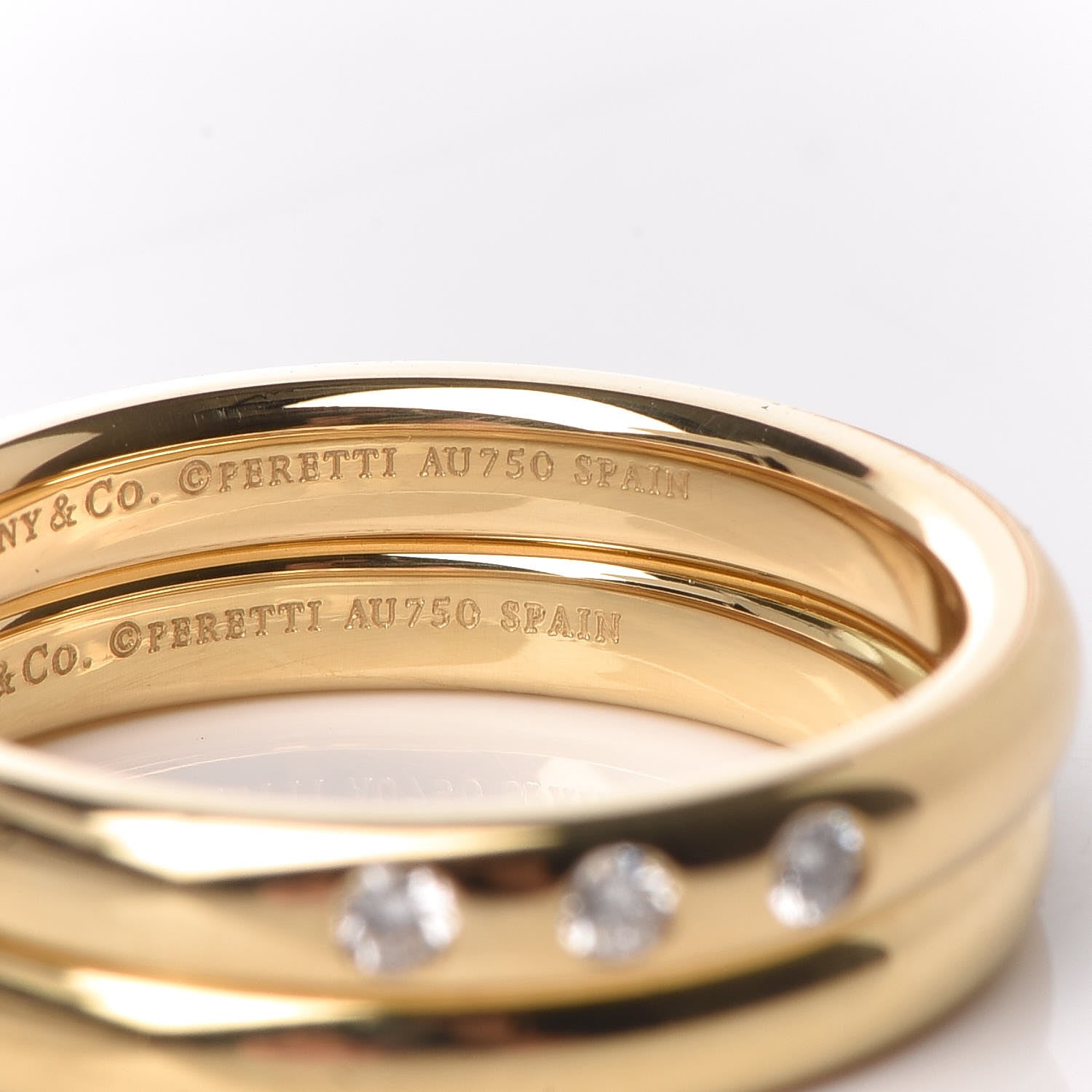 Tiffany 18K Yellow Gold Diamond Stacking Rings Set of Two 53 6.5 7 of 7
