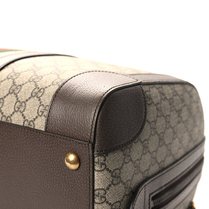 Gucci GG Supreme Monogram Textured Dollar Calfskin Web Medium Savoy Duffle Bag Beige Ebony New Acero 9 of 11