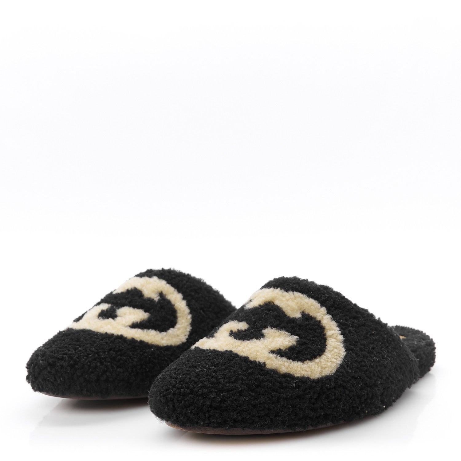 Gucci Shearling Interlocking G Mens Eileen Slippers 8 Black Butterscotch 4 of 9