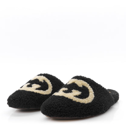 Gucci Shearling Interlocking G Mens Eileen Slippers 8 Black Butterscotch 4 of 9