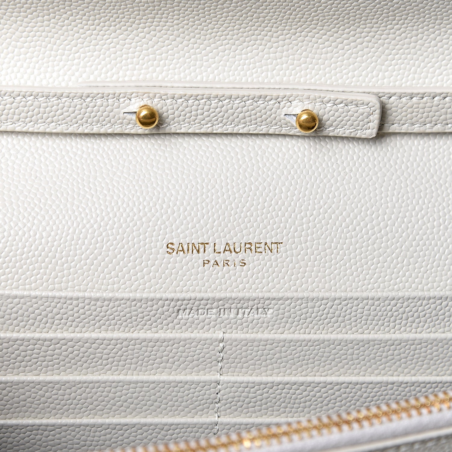Saint Laurent Grain De Poudre Matelasse Chevron Monogram Chain Wallet Crema Soft 5 of 9